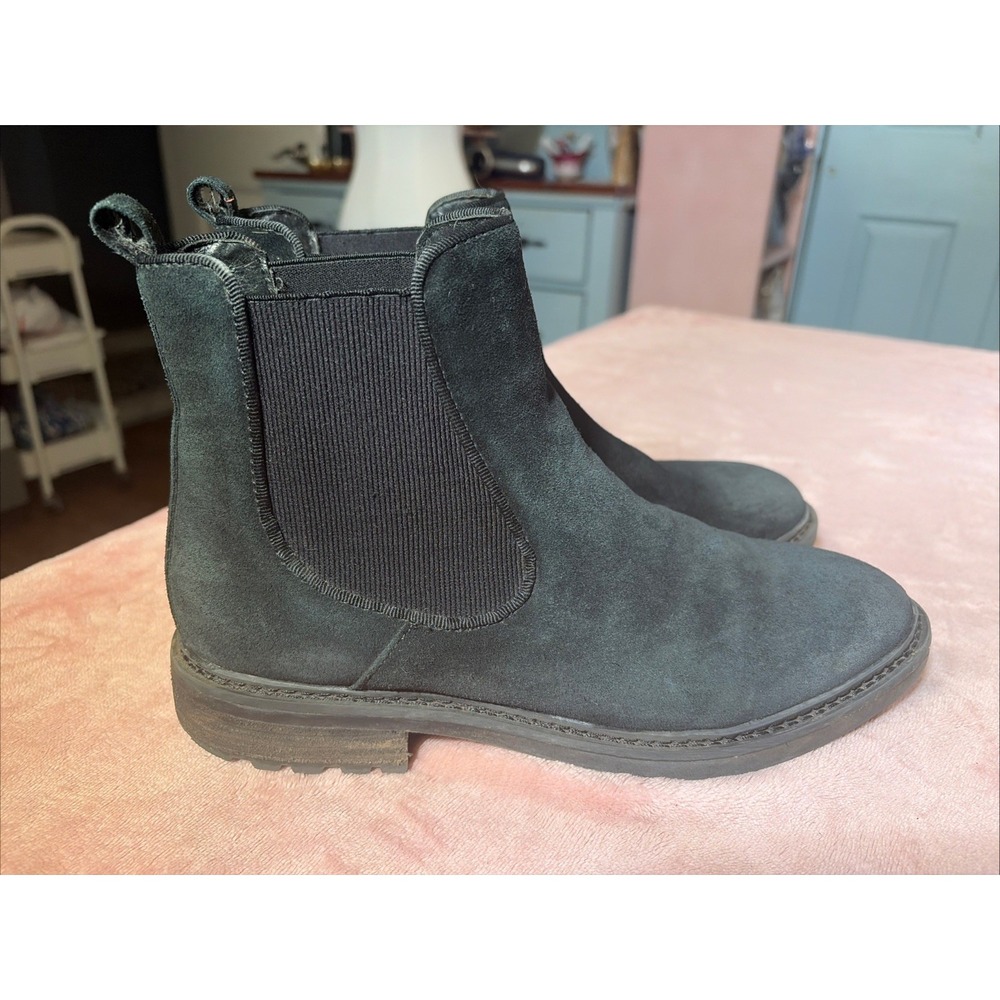 SOFFT Leah Waterproof Chelsea Ankle Boots Sz 8 M Black Suede Bootie AquaSofft